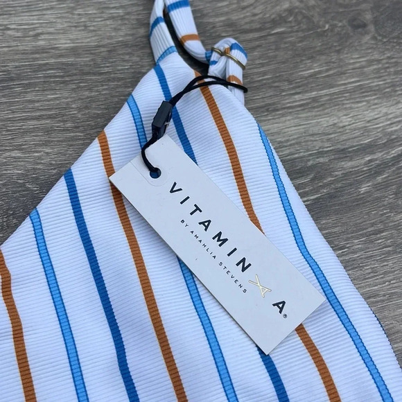 Vitamin A Yasmeen One Piece Swimsuit/Bodysuit Palm Springs White Stripes - Picture 9 of 13